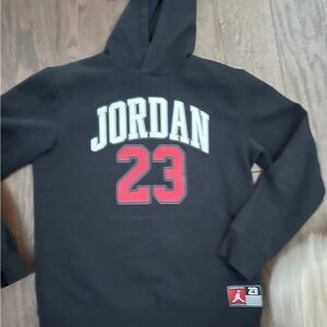 Jordan Black Pullover Hoodie with Red 23 and White Logo